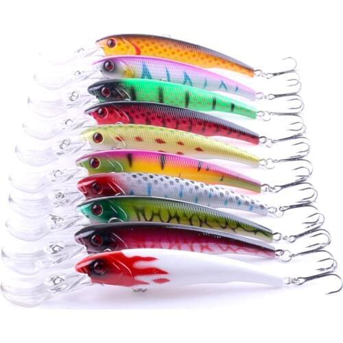 HENGJIA 10PCS diving hard minnow fishing lures wobbler pike carp trout crappie catfish fishing baits pesca fishing tackle