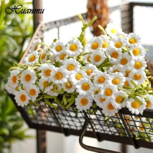 White Daisy Artificial Flowers Long Branch Bouquet for Home Wedding Garden Decoration DIY Bridal Silk Fake Flower Accessories