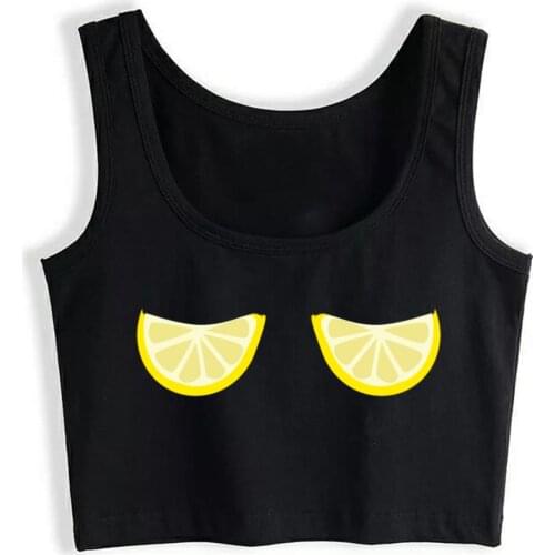 Crop Top Female Lemon Boobs For Women Cool White Sleeveless Tank Top Women