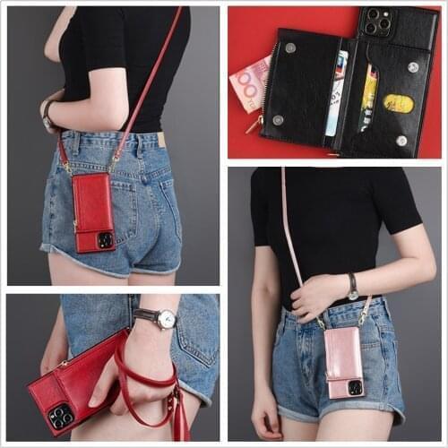 Crossbody strap backpack Square phone case For Huawei mate 20 30 pro lite P30 P40 lite pro plus Zipper coin purse card cover