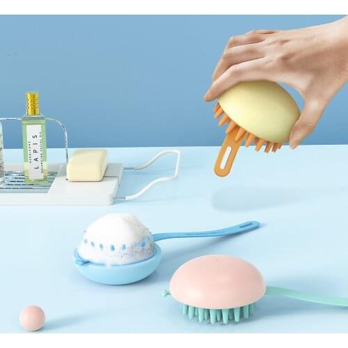 Head Massage Brush Silicone Soft Rubber Skin Care Body Brush Soft Hotel Multifunction