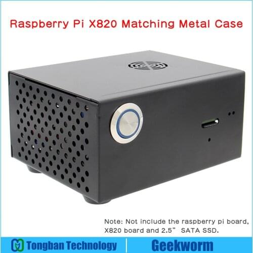Raspberry Pi X820 V3.0 SSD&HDD SATA Storage Board Matching Metal Case / Enclosure + Power Control Switch + Cooling Fan Kit