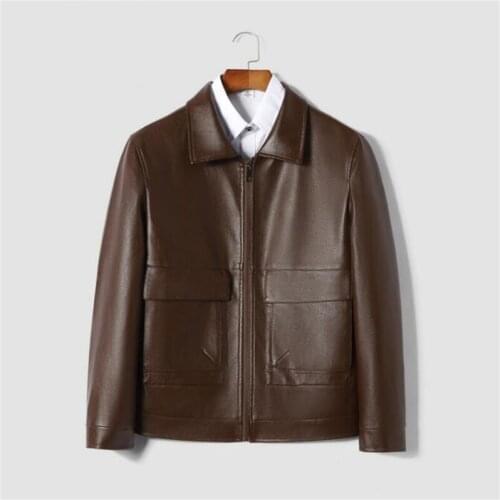 Mens Leather Coat Jacket 2021 Autumn Spring Men Faux Leather OutwearOld style Slim Fit Morto clothes Mortocyle Jacket