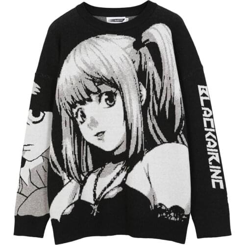 Mens Hip Hop Streetwear Harajuku Sweater Anime Girl Knitted Unisex Casual Vintage Japanese Oversize Couple Pullovers Sweater