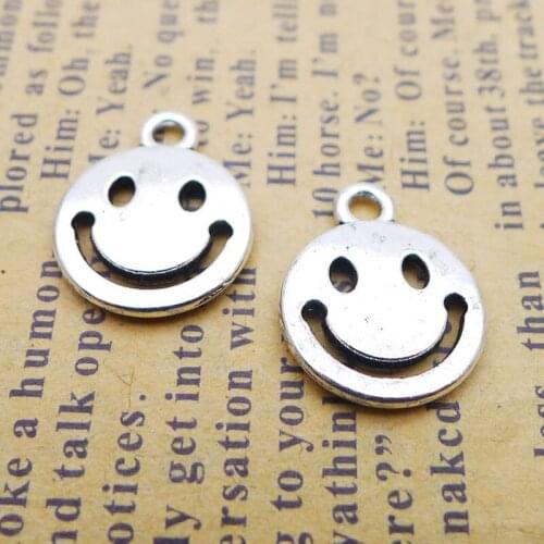 RAINXTAR Fashion Vintage Alloy Smile Face Shape Metal Jewelry Charms 12*15mm 100pcs AAC194
