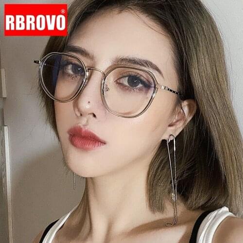 RBROVO Vintage Glasses Frame For Women Optics Eyewear Brand Design Anti Blue Light Women Spectacle Metal Eyeglasses Frame Mujer