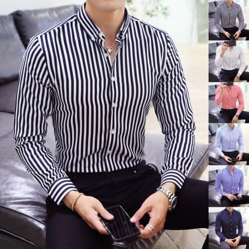 Cotton Oxford Mens Shirts High Quality Striped Business Casual Soft Dress Social Shirts Regular Fit Male Shirt Big