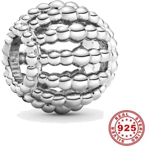 Hight Quality 925 Sterling Silver Beads Hollow Round Charms fit Original Pandora Charm Bracelets Women DIY Jewelry Making