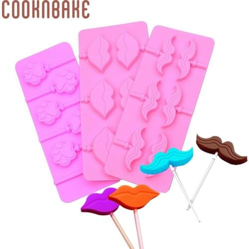 COOKNBAKE Silicone Mold for Chocolate Lollipop round Candy lollipops pastry Form silicone cake decorated bakeware lip ice mould