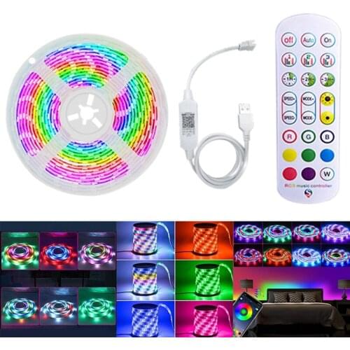 LED Strip Lights With Remote Control Built-In Mic Bluetooth App Control 5050 RGB LED Lights For Bedroom Party
