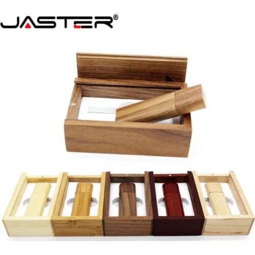 JASTER Wooden bamboo+wood box USB flash drive pen driver pendrive 4GB 8GB 16GB 32GB 64GB memory card USB creativo personal LOGO