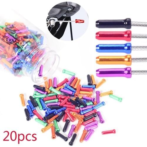 20pcs/set Bicycle Brake Cable Aluminum Alloy Tail Cap 8-color Bicycle Brake Cable End Protective Cover Bicycle Accessories