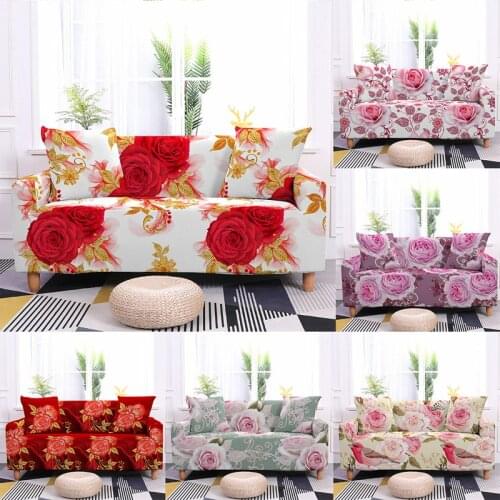 High Elastic All-inclusive Sectional Sofa Cover All-season Stretch Couch Covers for Living Room Floral Printed Slipcovers