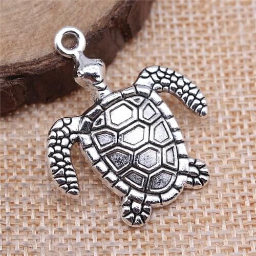 WYSIWYG 5pcs 34x29mm Antique Silver Color Antique Bronze Sea Turtle Charms Turtle Charm DIY Jewelry Making Sea Turtle Pendants