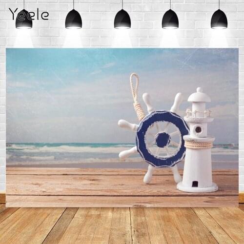 Yeele Birthday Backdrop Sea Nautical Light Tower Rudder Portrait Party Decor Baby Photographic Photocall Background Photography