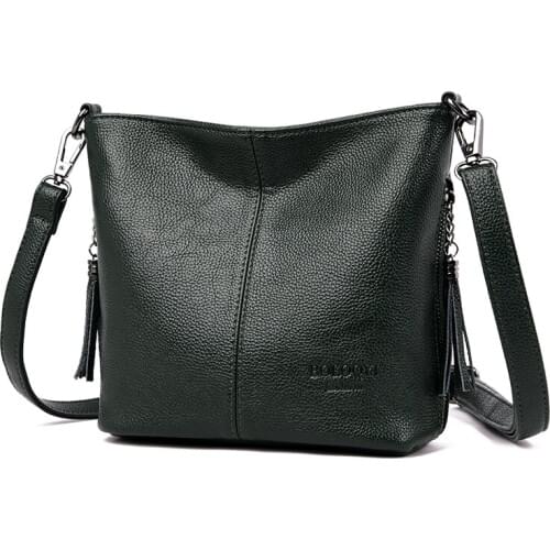 Fashion PU Leather Woman Shoulder Bag Brand Tassel Handbags Women Bucket Crossbody Bag Designer Messenger Bag High Quality Mujer