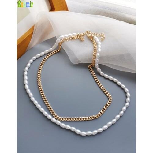 Kshmir Pearl necklace feminine simple chain collarbone chain fashion double golden trend metal choker jewelry gift 2021