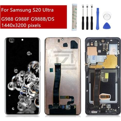 For Samsung Galaxy S20 Ultra Lcd G988 G988F G988B/DS display touch Screen Digitizer Assembly with frame For Samsung s20 Ultra