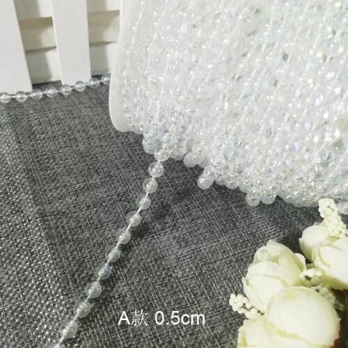 1M Christmas Decoration Transparent Beads Sequin 0.5cm-1cm Beaded Fabric Lace Sewing Bride Wedding Headwear Craft Supplies RG2