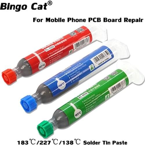 10cc Tin Solder Paste Leaded Syringe Liquid Flux Sn63/Pb37 Melting Point 183℃ PCB BGA CPU Repair Stencil Welding Soldering Tool