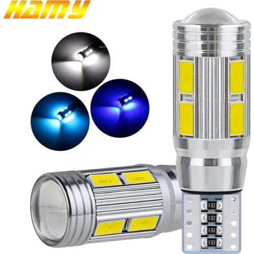 2 PCS Car Signal Light T10 W5W LED Bulb Canbus Free Error 12V 10 SMD 6500K White Auto Interior Dome Door Side Wedge Trunk Lamps