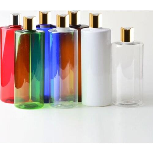 500ml Empty Black Plastic Bottle Containers Gold Press Cap Shampoo Washing Cleaning Packaging Bottles Aluminum Disc Top Cover