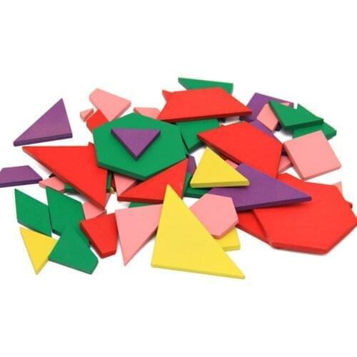 Wooden Tangram 7 Piece Jigsaw Puzzle Colorful Square IQ Game Brain Teaser Intelligent Educational Toys for Kids