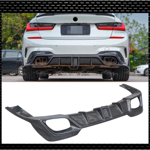 For BMW 3 Series G20 G21 2019UP M SPORT Carbon Fiber Diffuser Rear Bumper Lip With LED Light Auto Tuning