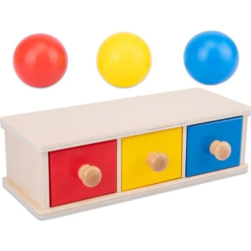 Montessori Infant Ball Toy with Drawer Smooth Teaching Aids Preschool Education Learning Materials