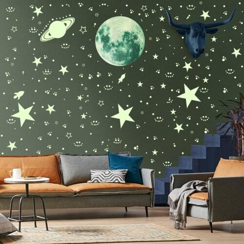 Wall sticker luminous 3d star moon stickers DIY living room bedroom decoration for kids room home Glow in the dark Stickers