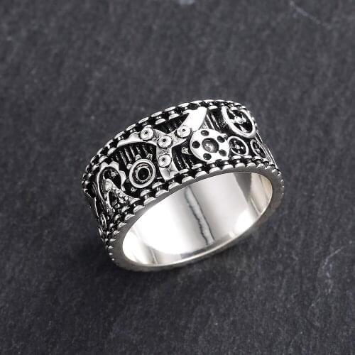 JK Gothic Carved Wedding Bands Women Men Finger Rings Antique Metallic Style Retro Party Ring Hip Hop Rock Jewelry Drop Ship