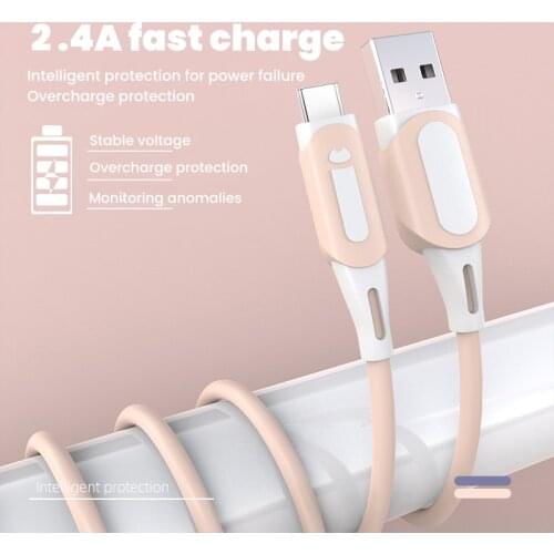 2.4A Fast Charging Cable USB Type C Mobile Phone Charger Micro USB Data Wire Cord 1m For Samsung S20 Huawei Xiaomi Redmi