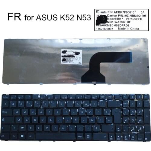 Azerty French laptop keyboard for ASUS K52J K52JR K52JU K52N K52 R503 A52J K52F K53S K53SV K72F K52 K55D Euro keyboards 602DFR00