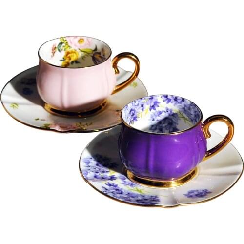 Italian Concentrated Hand Flushing Restaurant Filtration Coffee Cup Medium-Grade Bone Porcelain Couple Pink and Purple Set Gift