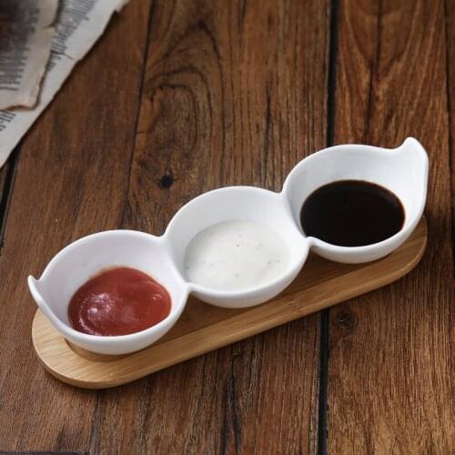Creative Ceramic Compartment Seasoning Dish Table Decoration Hotel Service Dinner Plate Kitchen Storage Supplies spice rack