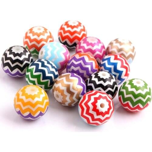 Kwoi Vita Free Shipping 100pcs 20mm 2 color Acrylic Zig Zag Wave Imitation Pearl Print Chevron Beads