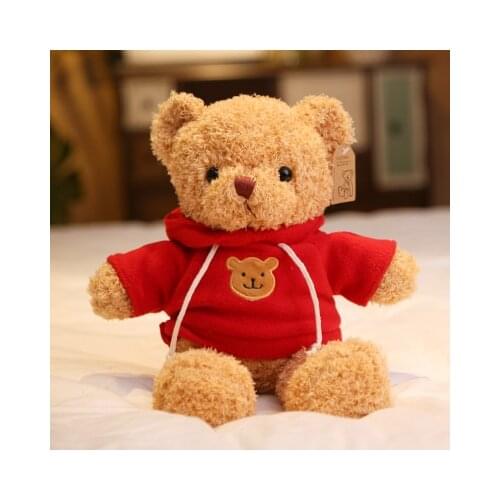 About 28cm lovely cartoon teddy bear plush toy red coat bear soft doll Christmas gift b2192