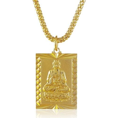 Fashion Women Men Necklaces Gold Color Necklace Pendant Colorfast Chinese Buddha Pendant High Quality P116