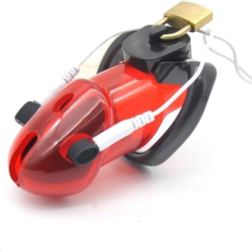 Male Electro Chastity Device,Corona Cock Cage with 3 Size Penis Ring,Adult Game,Cock Ring,Chastity Belt A178-R