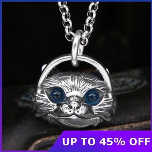 Real solid 925 pure silver puppet cat pendant original design cute personality couple gifts men& women pendant Jewelry 2021 New