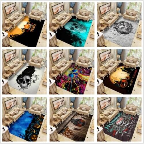 New Halloween 3D Skull Party Decor Carpet Kids Room Play Mats Soft Flannel Baby Game Crawling Carpets for Living Room Area Rugs