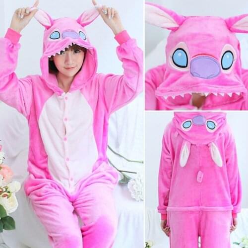 Unicorn Pajamas Adults Stitch Animal Onesies Women Men Couple Winter Cute Rabbit Totoro Pajamas Sets Sleepwear Flannel Pijamas