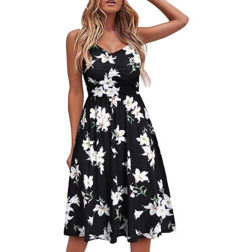 V-neck Casual Dresses Lace-up Sling Dress Temperament Knee-length Dress A-line Платье Летнее Женское 2021 Spaghetti Strap Robe