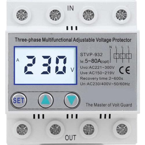 Adjustable Voltage Protector 3 Phase LCD Multifunctional Self-Resetting STVP-932 230V/400V AC