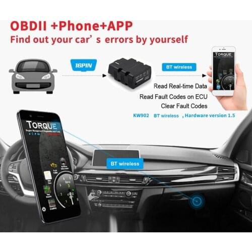 KONNWEI Code Reader Bluetooth KW902 OBD2 V1.5 Automotive Scanner Car On-Board Diagnostic Multifunctional for Android