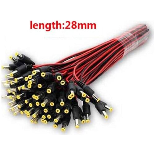 DC 5.5x2.1mm male Connector Plug Cable 28cm length ,Wire For CCTV Camera and LED Strip Light ,min:50pcs
