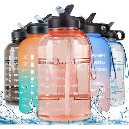 JQOOL high quality material sport water bottle bpa free with straw sport bottle wide mouth 2.2L drinking bottle sports fitness