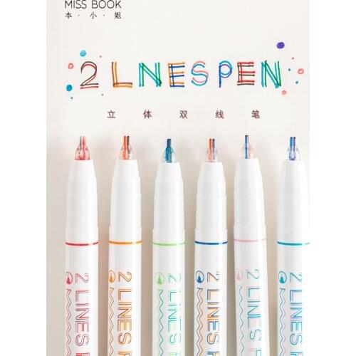 Three-dimensional double line color marker pen student hook line with art hand account mark remarks signature pen
