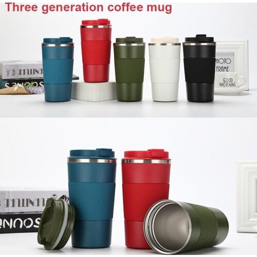 Stainless Steel Vacuum Thermal Mug Non-slip Silicone Portable Anti-scalding Coffee Thermos Bottle Water Bottle For Daily Drinkin