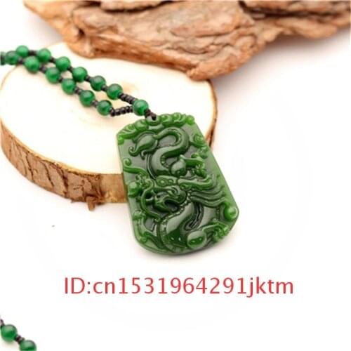 For Dragon Women Hand Jade Men Gifts Natural Necklace Chinese Jewelry Pendant Fashion Jadeite Amulet Charm Carved Green